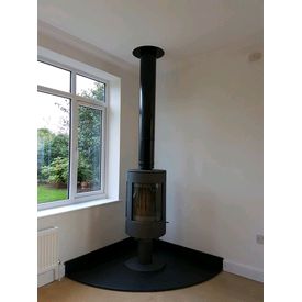 Corner woodburning contemporary stove