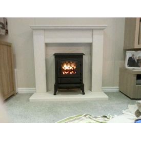 Broseley York electric stove with Portuguese limestone suite
