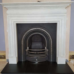Stovax Bolection Marble surround with honed slate hearth and highlighted cast iron fire insert